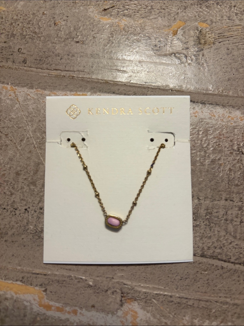 Kendra Scott Gold Necklace with Light Pink Pendant